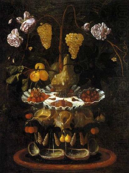 Juan de Espinosa Still-Life with a Shell Fountain, Fruit and Flowers oil painting picture